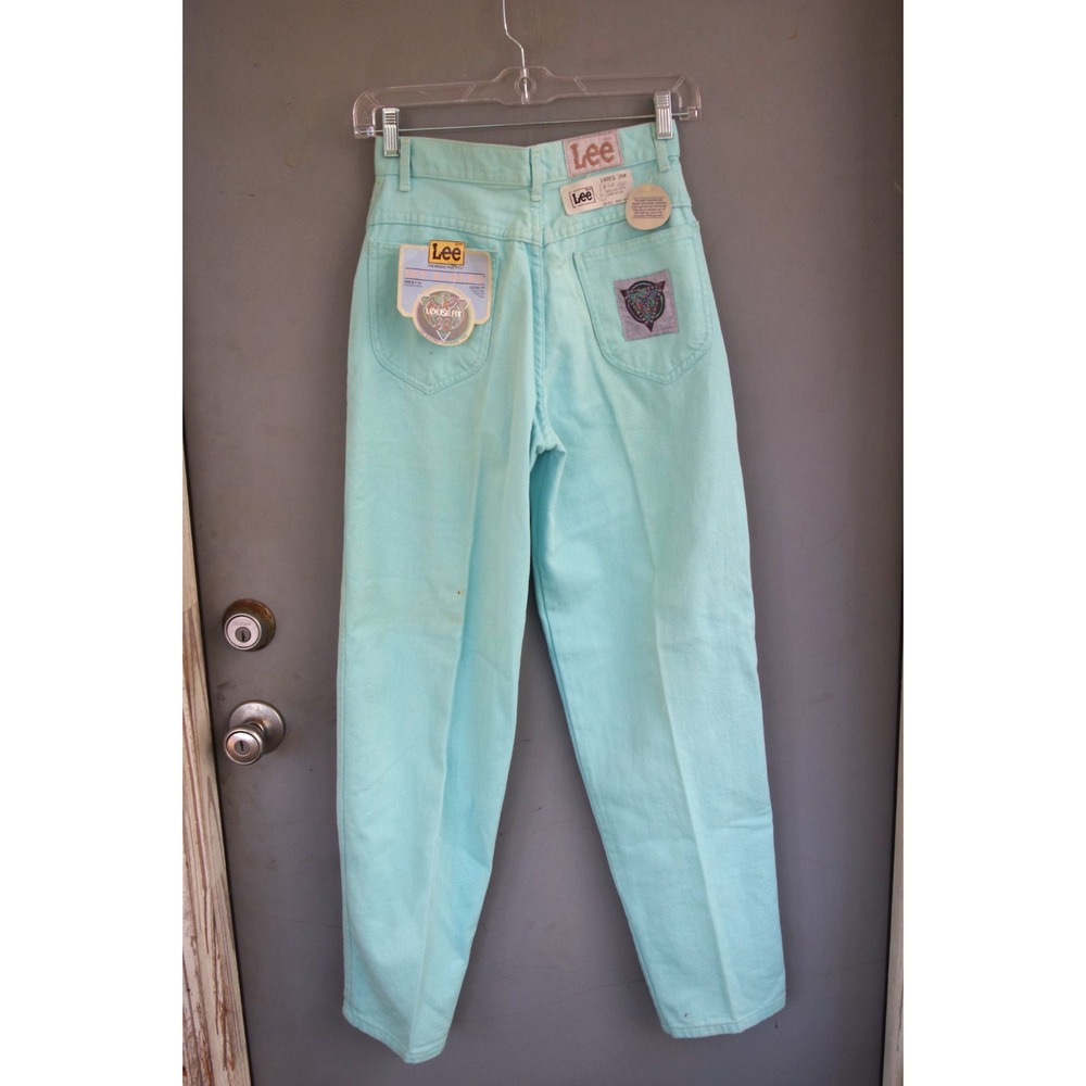Vtg NOS Lee Girls Sky Riders Aqua Blue Jeans 14 Pleated 80s 90s USA Deadstock